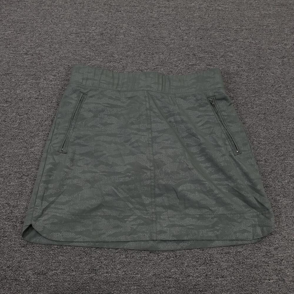 Orvis Skort Womens Small Green Camo Elastic Waist Zip Pockets Lined Hiking